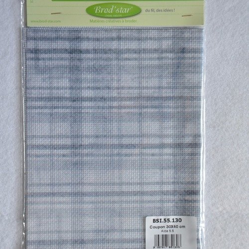 Coupon de toile aïda 5.5 imprimée "écossais gris" 