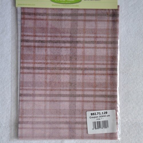 Coupon de toile aïda 5.5 imprimée "écossais rose" 