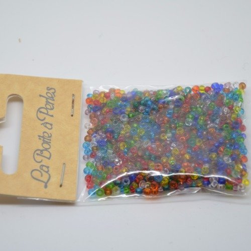 Perles de rocaille transparent multicolore 9/° - sachet de 15gr 