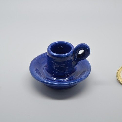 Taraillette de provence, poterie miniature bougeoir bleu