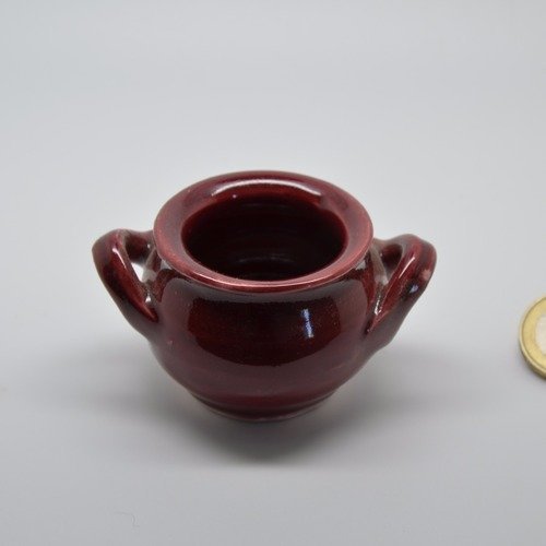 Taraillette de provence, poterie miniature marmite à anses rouge