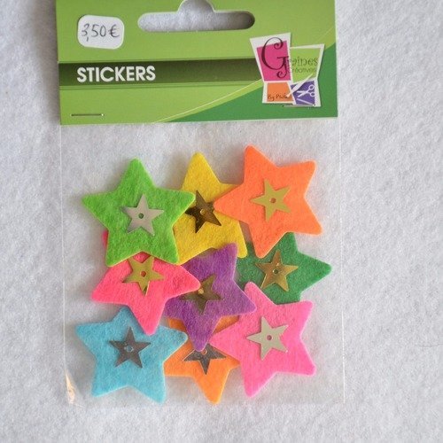 Stickers étoiles en feutrine multicolores