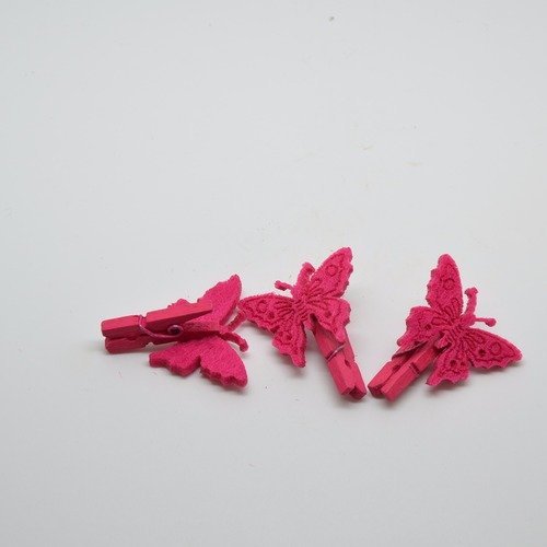 Mini pinces à linge avec papillon rose fuchsia