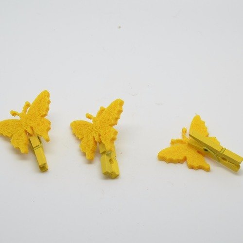 Mini pinces à linge avec papillon jaune