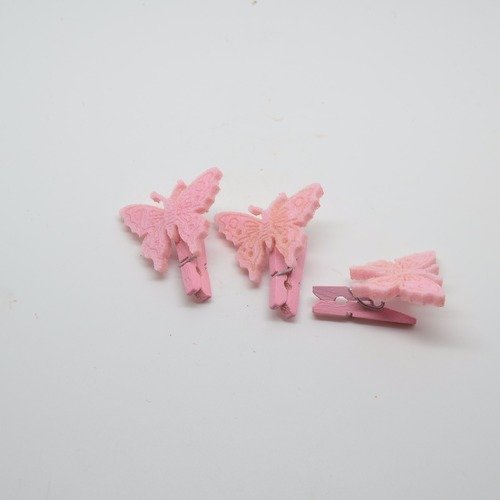 Mini pinces à linge avec papillon rose pâle