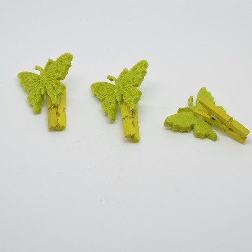 Mini pinces à linge avec papillon vert