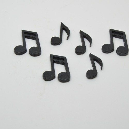 6 stickers notes de musique en bois 2d  - noir