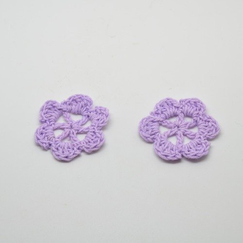 Fleurs au crochet mauve/parme/violet clair - 35mm