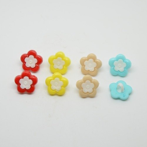 8 boutons fleur pour enfants - multicolore - 