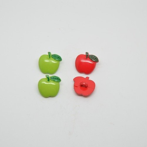4 boutons pomme pour enfants - multicolore - 