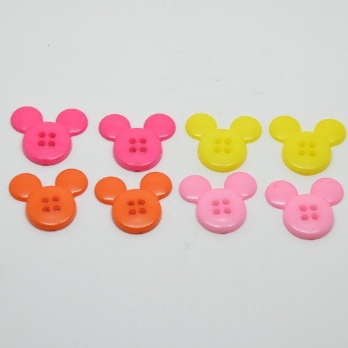 8 boutons tête de mickey pour enfants - multicolore - 