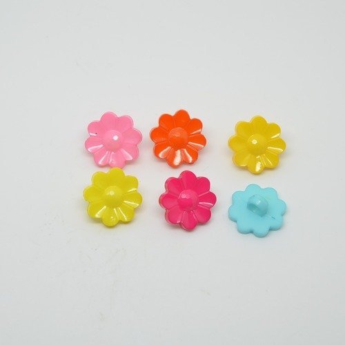 6 boutons fleur/pâquerette pour enfants - multicolore - 