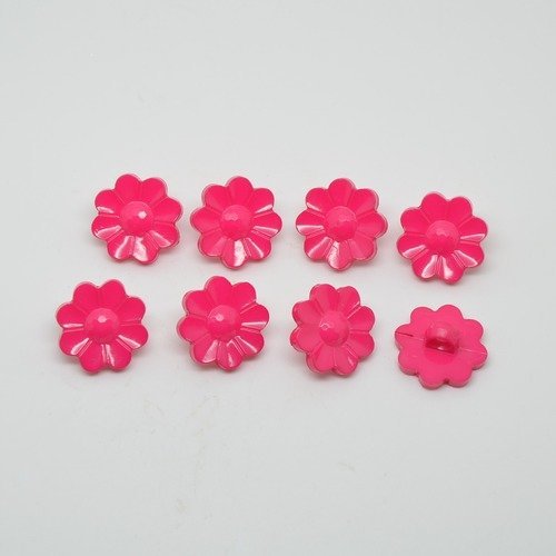 8 boutons fleur/pâquerette pour enfants - rose fuchsia - 