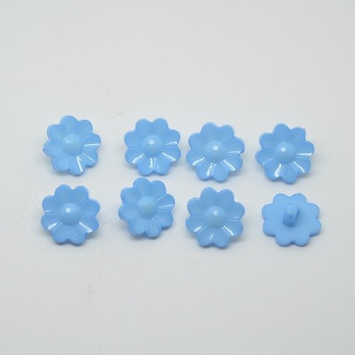 8 boutons fleur/pâquerette pour enfants/fillettes - bleu - 