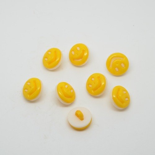8 boutons smiley pour enfants - jaune - 