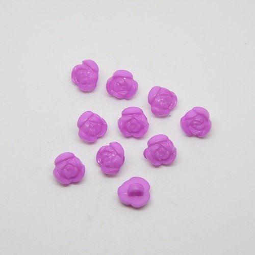 10 boutons fleur/rose pour enfants/fillettes - violet/rose foncé -
