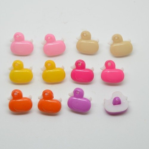 12 boutons canard/caneton pour enfants - multicolore - 