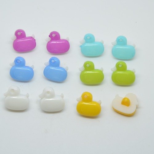 12 boutons canard/caneton pour enfants - multicolore - 