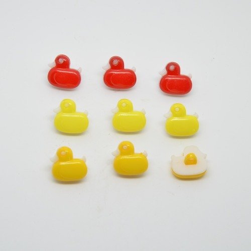 9 boutons canard/caneton pour enfants - multicolore - 