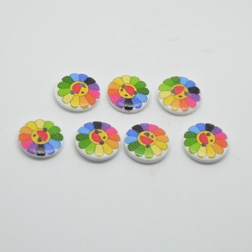 7 boutons motif soleil arc-en-ciel pour enfants - multicolore