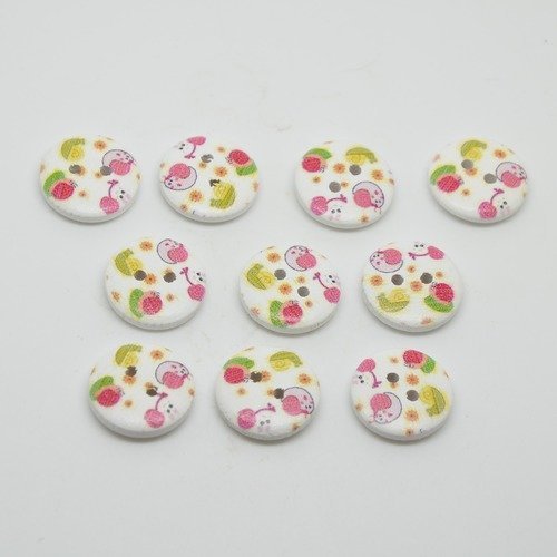 10 boutons motifs mini escargots pour enfants - multicolore