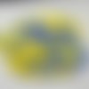 75 boules de cellulose percées bleu, vert, jaune - 16mm