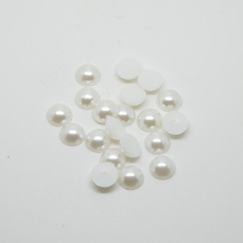 20 cabochons demi-perle blanc nacré - 10mm