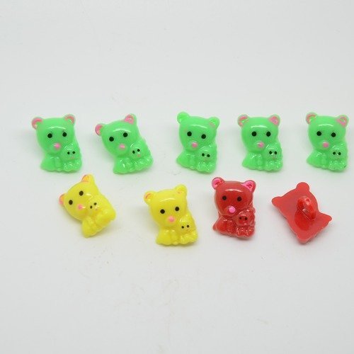 9 boutons ourson avec bébé pour enfants - multicolore - 