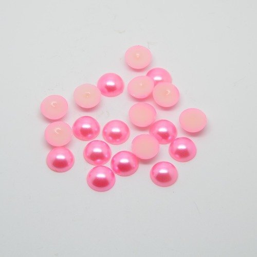 20 cabochons demi-perle rose nacré - 10mm