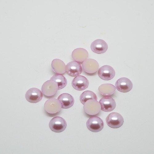 20 cabochons demi-perle mauve nacré - 10mm