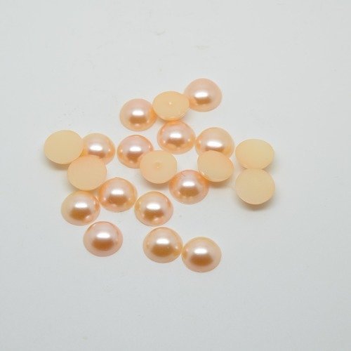 20 cabochons demi-perle pêche nacré - 10mm