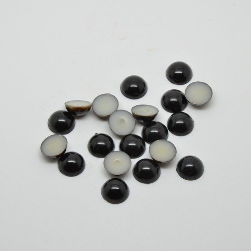20 cabochons demi-perle noir nacré - 10mm