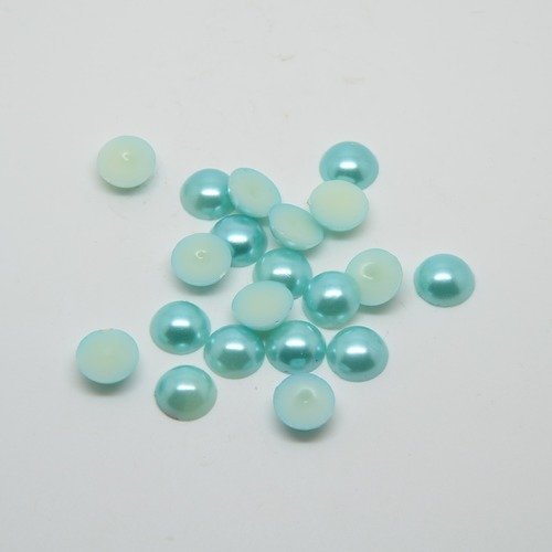 20 cabochons demi-perle turquoise nacré - 10mm