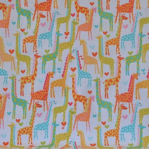 Coupon de tissu 45x55cm pour patchwork - motifs girafes - multicolore