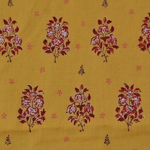Coupon de tissu "les olivades" 43x43cm - motifs fleurs - jaune, rouge