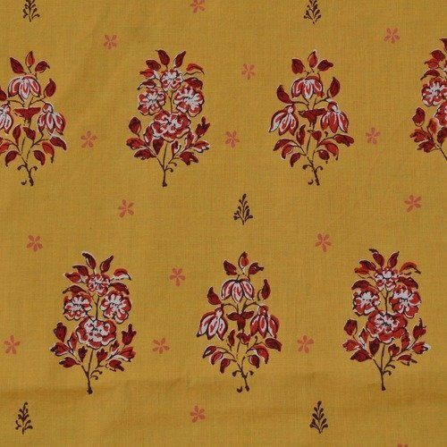 Coupon de tissu "les olivades" 53x40cm - motifs fleurs - jaune, rouge