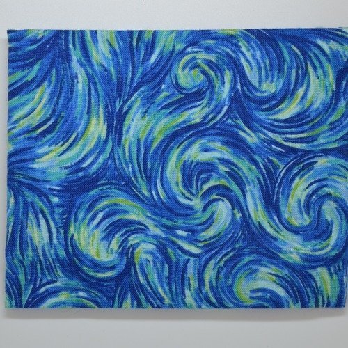 Coupon de tissu 30x30cm pour patchwork - motifs tourbillons - bleu turquoise