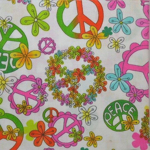 Coupon de tissu 30x55cm pour patchwork - motifs psychédéliques - multicolore