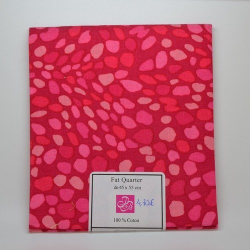 1 coupon de tissu fat quarter 45x55cm pour patchwork - taches - rose fuchsia