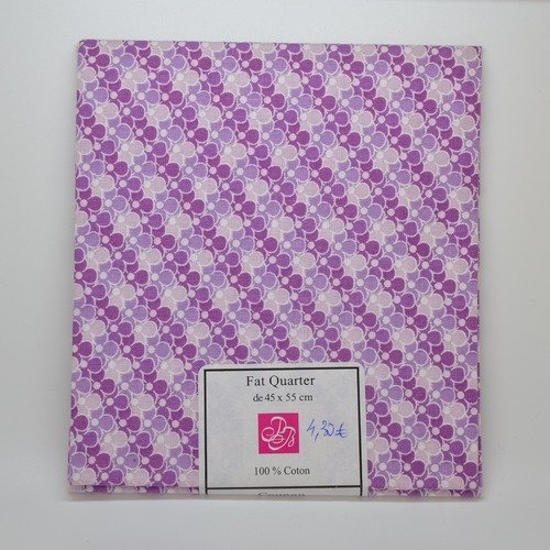 1 coupon de tissu fat quarter 45x55cm pour patchwork - fleurs - mauve