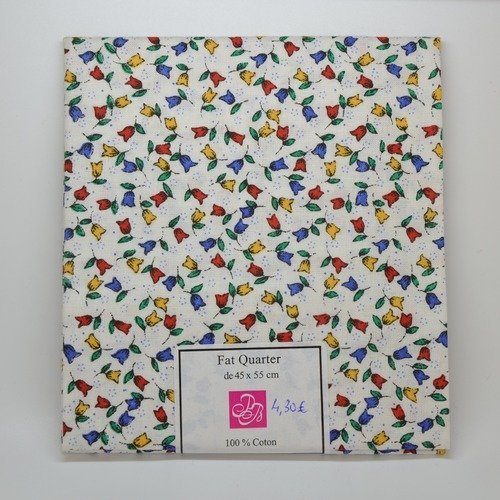 1 coupon de tissu fat quarter 45x55cm pour patchwork - fleurs - multicolore