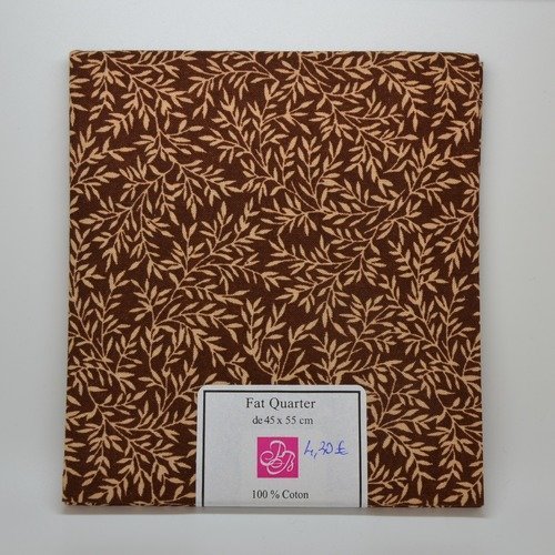1 coupon de tissu fat quarter 45x55cm pour patchwork - branchages - marron