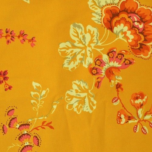100cm de tissu ameublement "les olivades" laize 180cm -  jaune, orange
