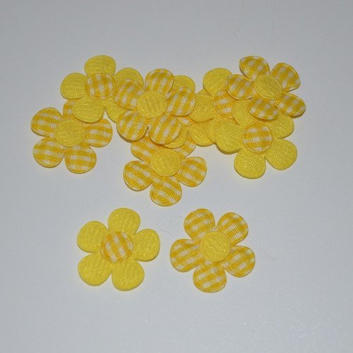 10 fleurs en tissu - jaune