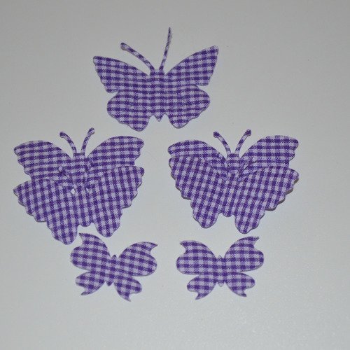 7 papillons en tissu - violet 