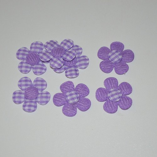 7 fleurs en tissu - violet mauve