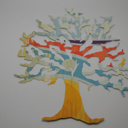 1 déco "arbre" en papier - multicolore
