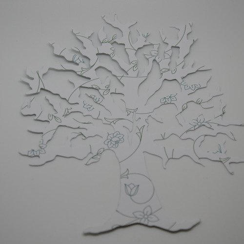1 déco "arbre" en papier - blanc, vert