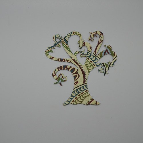 1 déco "arbre de vie" en papier - marron, vert, écru