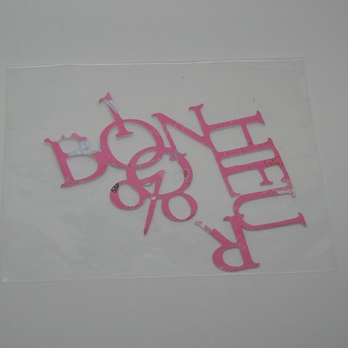 1 déco "inscription 100% bonheur" en papier - rose